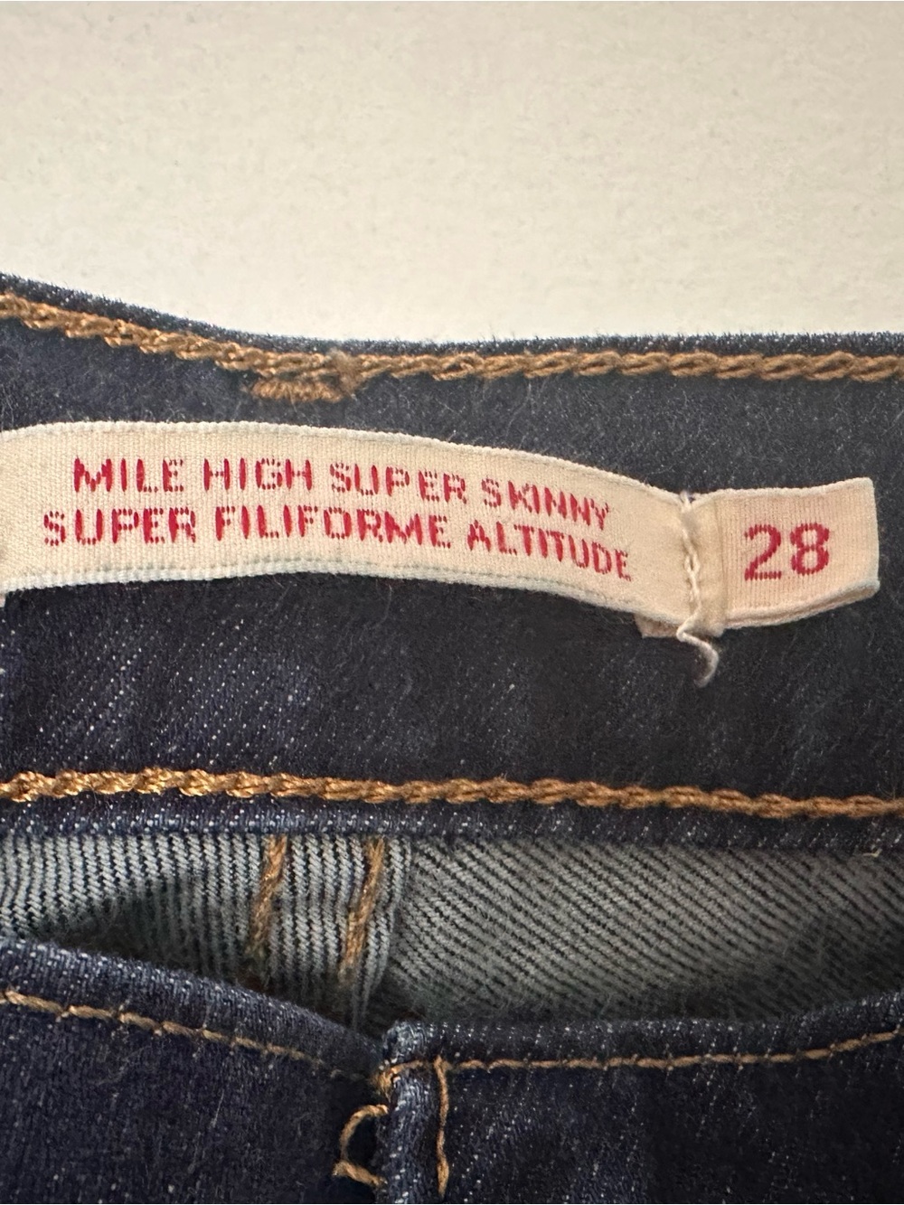 Levi's Mile High Super Skinny Jeans - Dark Blue with Contrast Stitching